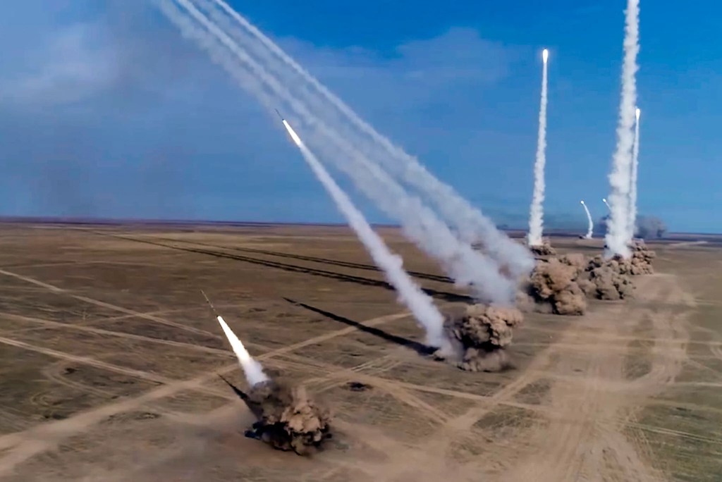 missiles launching in the desert